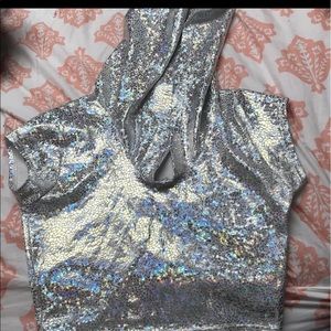 Eatsleeprave holographic crop top one size